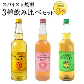 【ふるさと納税】スパイス焼酎 3種 飲み比べセット 各700ml×1本 計3本 カルダモン TAKE7（25度）シナモン梅酒（12度）ロングペッパー（25度）リキュール 梅酒 本格米焼酎 米焼酎 本格焼酎 酒 お酒 炭酸割り オンザロック 瓶 常温 お取り寄せ 熊本県 湯前町 送料無料