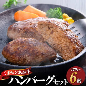 【ふるさと納税】くまモンあか牛ハンバーグセット 計720g（120g×6個） 牛肉 お肉 和牛 褐毛和種 惣菜 ギフト 贈答 冷凍 熊本県産 国産 九州 熊本県 水上村 送料無料