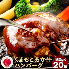 【ふるさと納税】熊本県産 くまもとあか牛ハンバーグ 合計3kg 150g×20個 GI認証取得 くまもとあか牛100％使用 ブランド牛 牛肉 食品 惣菜 九州産 国産 冷凍配送 送料無料