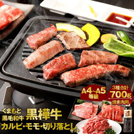 【ふるさと納税】くまもと黒毛和牛 黒樺牛 A4～A5等級 焼き肉用 カルビ・モモ・切り落としセット 合計700g 焼き肉のタレ1本付き カルビ モモ 切り落とし 焼肉 和牛 お肉 牛肉 黒毛和牛 セット 詰め合わせ 国産 九州産 熊本県産 冷凍 送料無料