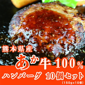 【ふるさと納税】くまもとあか牛100%使用　熊本県産　赤牛ハンバーグ10個入り(150g×10個) 　【お届け時期：入金確認後30日前後】