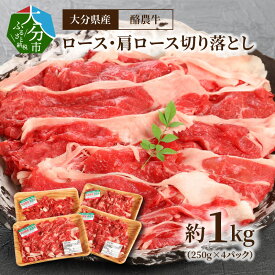 【ふるさと納税】牛肉 切り落とし 約1.0kg 250g×4パック 小分け パック 使い切り ロース 肩ロース 大分県産 酪農牛 ビーフ 牛 スライス 牛丼 すき焼き しゃぶしゃぶ カレー 野菜炒め ビビンバ 焼肉炒め 使いやすい たっぷり 1キロ 1kg 冷凍 料理 高評価 A01112