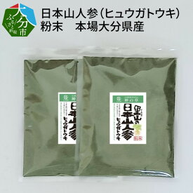 【ふるさと納税】日本山人参（ヒュウガトウキ）粉末 本場大分県産 不老長寿 高品質 やまにんじん 日向当帰 ヒュウガトーキ 葉 茎 神の草 小分け 健康 美容 絶滅危惧植物 苦味 軽い苦み 癖になる味 お茶 料理 味噌汁 吸い物 茶碗蒸し 6次産業 無農薬栽培 F09002