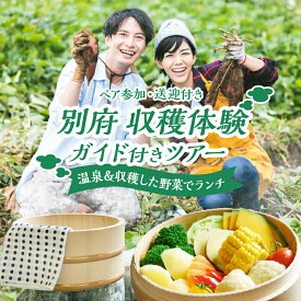 【ふるさと納税】別府市の農家で旬の野菜収穫、温泉、地獄蒸しを贅沢に満喫！ 別府 収穫体験 ガイド付き ツアー 送迎付き ペア参加 体験 観光 旅行 トラベル ランチ 昼食付き リフレッシュ リラックス カップル ファミリー 家族 夫婦 友達 子供 大分県 送料無料 体験型 節約
