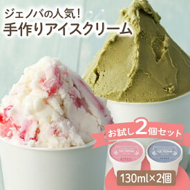 【ふるさと納税】お試し アイス ジェノバ アイスクリーム 2種類 セット 130ml × 2個 手作り 食べ比べ ストロベリー ピスタチオ ジャージー牛乳 純生クリーム 大分 別府 お取り寄せ お取り寄せグルメ 冷凍 送料無料