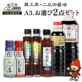 【ふるさと納税】蔵工房・二反田醤油 A3.お選び 2点セット 刺身醤油 濃口醤油 いりこだし 昆布だし 鰹だし バニラ醤油 みたらし醤油 出汁 出し汁 調味料 九州醤油 大分県産 九州産 中津市 国産 送料無料