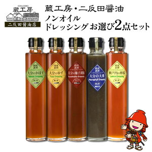 【ふるさと納税】蔵工房・二反田醤油 ノンオイルドレッシングお選び2点セット | 調味料 ドレッシング かぼす ゆず 柚子胡椒 大葉 レモン ノンオイル ノンオイルドレッシング 2点 セット 大