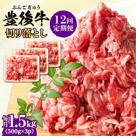 【ふるさと納税】【全12回定期便】【たっぷりお得！】おおいた豊後牛 牛肉 切り落とし 1.5kg (500g×3) 日田市 / 株式会社MEAT PLUS　肉 牛肉 和牛[AREI052]