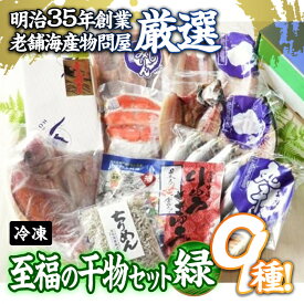 【ふるさと納税】老舗海産物問屋 選りすぐり 干物 セット 緑 (9種) 鯵 あじ みりん ちりめん 鯛 たい 鰯 かます 鮭 紅鮭 しゃけ 鰤 明太子 辛子明太子 めんたいこ 海鮮 魚 ぶり ブリ 漬け いわし セット 詰合せ 大分県 佐伯市【BQ84】【佐伯海産】