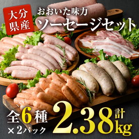 【ふるさと納税】おおいた 味力 ソーセージセット(合計2.38kg・全6種)豚肉 鶏肉 鳥肉 とり肉 詰め合わせ 詰合せ あらびき ベーコン ウインナー お弁当 惣菜 おかず おつまみ 国産 冷凍【DP69】【 (株)まるひで】