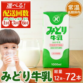 【ふるさと納税】＜お届け回数が選べる！＞みどり牛乳(計12L、計36L・毎月3回、計36L・隔月3回、計72L・隔月6回) 定期便 常温 保存 ミルク 生乳 長期保存 ロングライフ 乳製品 防災 備蓄 大分県 佐伯市【GT02・GT04・GT05・GT06】【九州乳業株式会社】