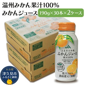 【ふるさと納税】大分県産 温州みかん果汁100％ みかんジュース 190g×30本×2ケース ミカンジュース オレンジジュース 大分県産 九州産 津久見市 国産 送料無料
