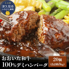 【ふるさと納税】おおいた和牛100% 合計約3kg デミハンバーグ 約150g×20個 惣菜 大分県 九州 津久見市 国産