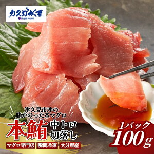 【ふるさと納税】まぐろ中トロ切落し 1パック(100g) | 津久見市 マグロ 中トロ トロ 刺身 大分県 国産 送料無料 株式会社カスガ水産