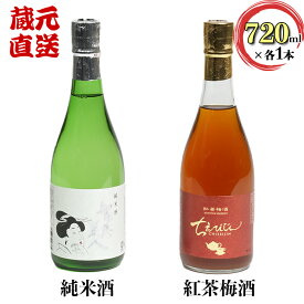 【ふるさと納税】智恵美人純米酒+ちえびじん紅茶梅酒のセット【中野酒造】 日本酒 飲み比べ べにふうき 和紅茶 ギフト 贈答 ＜110-016_5＞