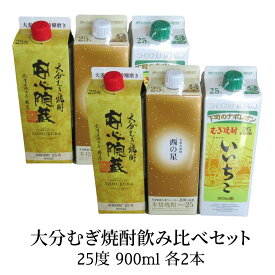 【ふるさと納税】大分むぎ焼酎飲み比べセット(計5.4L・900ml×6本)酒 お酒 むぎ焼酎 900ml いいちこ 西の星 安心院蔵 麦焼酎 常温 飲み比べ 紙パック セット【106104700】【酒のひろた】