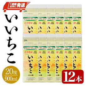 【ふるさと納税】 いいちこ 20度 パック(計10.8L・900ml×12本)酒 お酒 むぎ焼酎 900ml 麦焼酎 常温 いいちこ 三和酒類 紙パック スピード発送 【107304000】【時枝酒店】