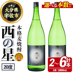 【ふるさと納税】<本数が選べる!>西の星 ビン 20度(1800ml・2本、4本、6本)酒 お酒 焼酎 麦焼酎 アルコール 三和酒類【114001700・114001801・114001900】【一般社団法人 地域商社USA】