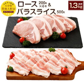 【ふるさと納税】夢ポーク ロース200g×4枚 バラスライス500g セット 合計1.3kg(1,300g) SPF豚肉 国産 豚ロース 豚バラスライス 豚肉 九州産 大分県産ブランド豚 九重夢ポーク 送料無料