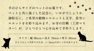 【ふるさと納税】ミニペットのお墓星空シルエット幅98mm高さ70mm厚さ30mm黒御影石屋内外使用可犬猫動物ペット墓手のひらサイズ四角ブラック送料無料オーダーメイド