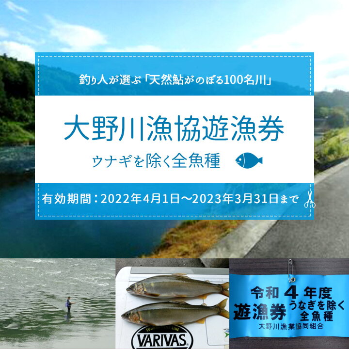 楽天市場 ふるさと納税 大野川漁協遊漁券 ウナギを除く全魚種 渓流釣り 腕章 1セット 大分県豊後大野市 一級河川 大野川 九州 送料無料 有効期間 22年4月1日 23年3月31日 大分県豊後大野市