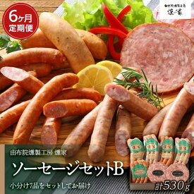 【ふるさと納税】【定期便 全6回】【由布院燻製工房 燻家】ソーセージセットB 計530g×6回＜小分け7品をセットしてお届け＞ | 小分け ポークウインナー 荒挽 あらびきウインナー 詰め合わせ グルメ おつまみ 朝食 返礼品 お取り寄せ 湯布院 由布院 ゆふいん