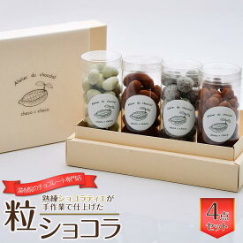【ふるさと納税】熟練ショコラティエが手作業で仕上げた粒ショコラ 4点セット（大）【湯布院のチョコレート専門店 choco × choco】 | チョコレート チョコ アーモンド アーモンドチョコ ヘーゼルナッツ 由布院 湯布院 スイーツ ギフト プレゼント ゆふいん
