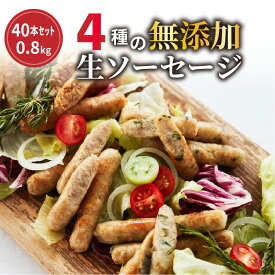 【ふるさと納税】無添加 生 ソーセージ 10本 × 4種 40本 800g 詰め合わせ 食べ比べ セット ウィンナー 生ソーセージ プレーン 味一ネギ 柚子胡椒 ニラ 小分け 国産 豚肉 鶏肉 お取り寄せ グルメ おかず おつまみ BBQ アウトドア キャンプ 送料無料