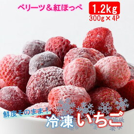 【ふるさと納税】冷凍 完熟 いちご ベリーツ 紅ほっぺ 1.2kg 300g×4P 苺 イチゴ フルーツ 新鮮 送料無料