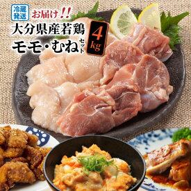 【ふるさと納税】冷蔵発送/大分県産若鶏モモ・むね4kgセット