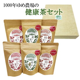 【ふるさと納税】1000年ゆめ農場の健康茶セット 桑の葉茶 桑の葉玄米茶 びわの葉茶 柿の葉茶 計6袋 栽培期間中農薬不使用 無化学肥料 オーガニック