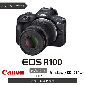 yӂ邳Ɣ[ŁzLm ~[XJ EOS R100 _uY[Lbg 18-45mm 55-210mm X^[^[Zbg Ki 掿 RpNg y Canon Lm   Ɠd