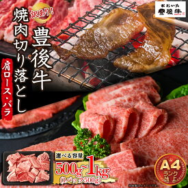 【ふるさと納税】 訳あり！ 【 A4 ～ A5 】 豊後牛 焼肉 切り落とし ( 肩ロース ・ バラ ) ＜選べる容量＞500g～1kg 計500g(500g×1P) 計1kg(500g×2P) 牛肉 九州産 国産 九州産 大分県産 大分県 姫島村 D23