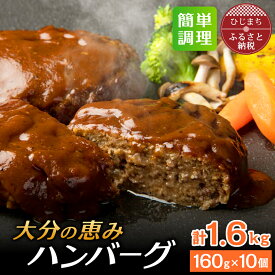 【ふるさと納税】大分の恵みハンバーグ 1.6kg (160g×10個)(日出町)【配送不可地域：離島】【1373904】