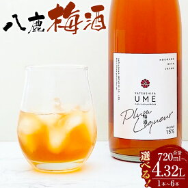【ふるさと納税】【選べる容量】 八鹿梅酒 セット 合計720ml～4.32L 1本～6本 一本あたり 720ml 15度 やつしか 梅酒 うめ酒 お酒 酒 アルコール うめ 梅 鴬宿梅 熟成 濃厚 国産 九州産 大分県産 九重町 送料無料