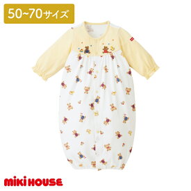 【ふるさと納税】ミキハウス　ベア総柄のツーウェイオール ベビー服 ベビー ベビー用品 赤ちゃん 新生児 吸水性 ツーウェイオール