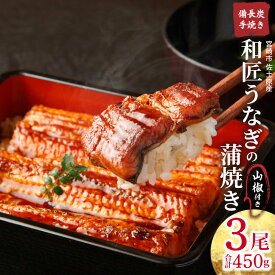 【ふるさと納税】宮崎市 佐土原産 和匠うなぎ 備長炭 手焼き 蒲焼 3尾 450g セット 山椒 タレ 山椒付き タレ付き 宮崎 佐土原 和匠 うなぎ 備長炭手焼き 旨み 特製タレ 炭火 ふっくら 備長炭手焼き 蒲焼き 養鰻 グルメ ご褒美 お取り寄せ 宮崎県産 冬うなぎ 宮崎県 宮崎市