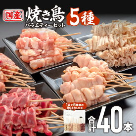 【ふるさと納税】【発送時期が選べる】若鶏の焼き鳥セット5種(40本)バラエティーセット 焼き鳥 串焼き 焼き鳥串 セット 詰め合わせ もも せせり 皮 ぼんじり 砂肝 部位 国産 鶏肉 肉 お肉 BBQ 若鶏 冷凍 パック 焼鳥セット おすそ分け おかず 惣菜 お惣菜 ふるさと