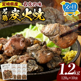 【ふるさと納税】 【父の日までにお届け】【発送時期が選べる】宮崎の名店「小料理ひゅう」県産若鶏炭火焼き冷凍パック 120g×10袋 鶏肉 肉 お肉 炭火焼き 若鶏 宮崎県産 国産 パック 小分け おつまみ つまみ おかず お弁当 グルメ ご当地グルメ 特産品 簡単調理 レンジ 湯煎