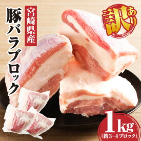 【ふるさと納税】【訳あり】宮崎県産 豚バラブロック 1kg 豚肉 肉 お肉 豚バラ 豚バラ肉 赤身 不揃い 不定形 形不揃い 規格外 ご家庭用 料理 アレンジ 豚の角煮 角煮 チャーシュー 炒め物 煮物 グルメ お取り寄せ お取り寄せグルメ 訳あり品 宮崎県 宮崎市 送料無料