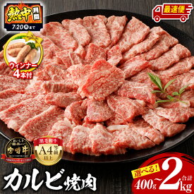 【ふるさと納税】人気急上昇中!!【熱中月間】《容量・発送時期・定期便が選べる》宮崎牛 カルビ焼肉 ウィンナー 400g 500g 1kg 2kg 牛肉 肉 牛 お肉 国産 和牛 黒毛和牛 A4 カルビ 牛カルビ 小分け パック 焼肉 BBQ アウトドア レジャー おすすめ 人気 宮崎