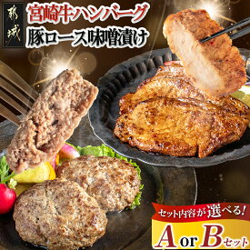 【ふるさと納税】【セット内容が選べる！】宮崎牛ハンバーグ・豚ロース味噌漬けセット - 宮崎県産 牛肉 豚肉 宮崎牛ハンバーグ 宮崎県産豚ロース味噌漬け 選べるセット Aセット/Bセット おかず お惣菜 送料無料 SKU-2502 【宮崎県都城市】