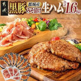 【ふるさと納税】黒豚みそ漬け＆生ハム1.6kg - 都城産黒豚味噌漬け(100g×10枚) 生ハム(120g×5パック) 計1.6キロ ポーク 真空パック/小分けパック セット おつまみ/肴 おかず ご飯のお供 簡単便利 豚肉 送料無料 25-053【宮崎県都城市】