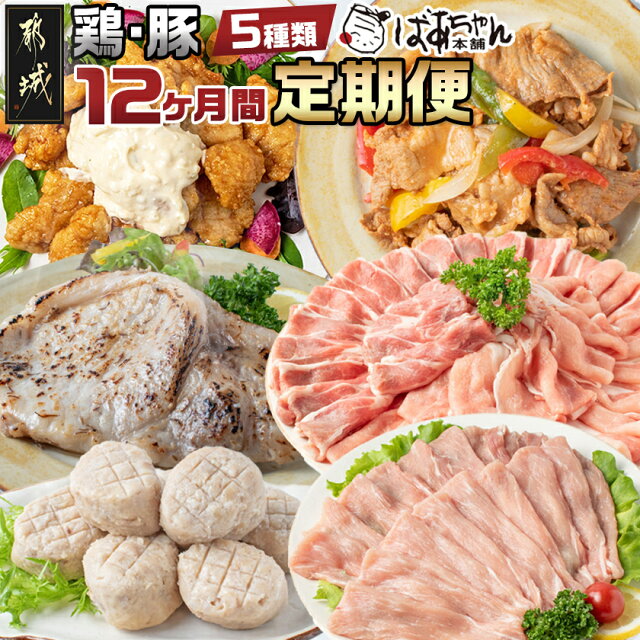 【ふるさと納税】豚・鶏5種類の定期便(12ヶ月間) - 観音池ポーク 焼...