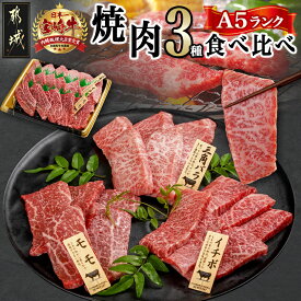 【ふるさと納税】【A5】宮崎牛焼肉3種食べ比べセット【三角バラ・イチボ・モモ】 - 都城産宮崎牛 三角バラ/牛モモ/イチボ焼肉用 各120g 1トレー盛り合わせ 食べ比べ焼肉 3種部位 送料無料 AC-0110【宮崎県都城市は2年連続ふるさと納税日本一！】