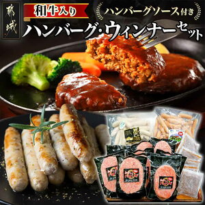 【ふるさと納税】ハンバーグ・ウィンナーセット - 和牛入りハンバーグ(160g×10枚) ハンバーグソース付き スモークウインナー(1kg)/ホワイトウインナー(1kg) ハンバーグ 加工品 セット 送料無料