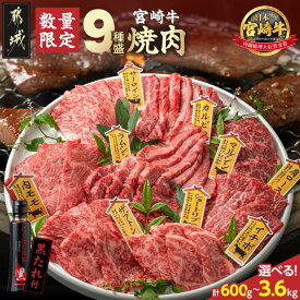 【ふるさと納税】高評価★4.67【セット内容＆発送時期が選べる！】宮崎牛9種盛り焼肉セット - 宮崎牛 各67g/各200g/各400g 約200g×3P/約600g×3P/約600g×3P×2 牛肉 たれ付き 肉 国産 特急便あり 送料無料 SKU-3102【宮崎県都城市】