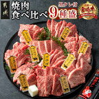 都城産宮崎牛 焼肉食べ比べ9種盛 - 宮崎牛 牛肩ロース/カルビ/マルシン/トモサンカク/ザブトン/ショートリブ/内モモ等 贈答用 送料無料 32-3101【宮崎県都城市は令和4年度ふるさと納税日本一！】
