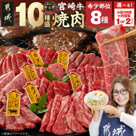 【ふるさと納税】【セット内容＆発送時期が選べる！】宮崎牛食べ比べ10種盛り焼肉セット - 希少部位入り A4以上 各60g 約600g×1P/約600g×2P 翌月お届け/14日以内にお届け 贈答用 赤身肉 国産牛 送料無料 SKU-3104【宮崎県都城市は2年連続ふるさと納税日本一！】