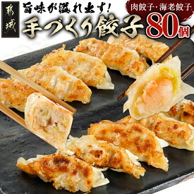 【ふるさと納税】旨味が溢れ出す☆手づくり餃子(肉・海老)80個入り - 餃子 肉餃子 国産肉餃子 海老餃子 各10個入り×4 合計80個 宮崎餃子 焼き餃子 蒸し餃子 水餃子 送料無料 AA-5403【宮崎県都城市は2年連続ふるさと納税日本一！】